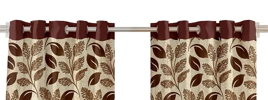 Cortina Modern Printed Polyester Eyelet Door Curtain Pack of 2 (Color : Brown) 9 Feet-thumb2