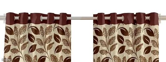 Cortina Modern Printed Polyester Eyelet Door Curtain Pack of 2 (Color : Brown) 9 Feet-thumb3