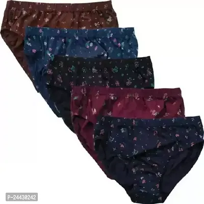 Stylish Multicoloured Polyester Printed Briefs For Women Pack Of 5-thumb0