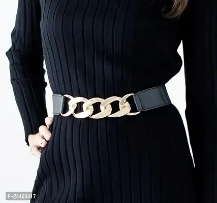 Buy AJUS 1 Pcs Metal Chain Buckle Skinny Stretch Adjustable Waist Belt  Stylish Design Ladies Womens Waist Belts kanduro-Belt for Fancy Girls, Women  Saree, Western Dress(Black) at