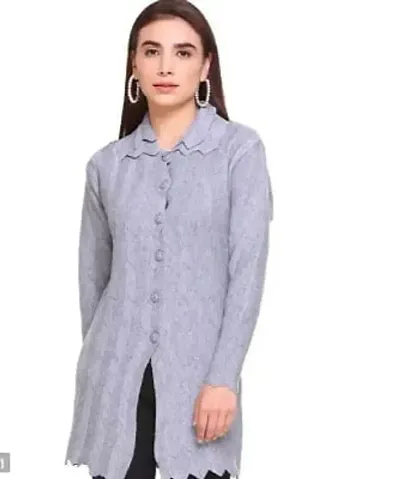 Rajasthani Women V-Neck Full Sleeves Length Cable Button Woolen Cardigan Sweater