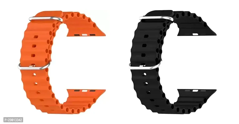 Adcom Silicone Straps Compatible with Adcom Armour Armour Pro Smart Watches  Orange, Black  Pack of 2