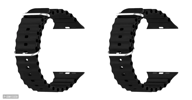 Adcom Silicone Ocean Straps - Compatible with Adcom Armour Armour Pro Smart Watches  Black  Pack of 2