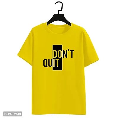 SSDSS Fashion Stylish Unisex Regular fit Dont Quit Half Sleeves Tshirts | Graphics Printed (XL, Yellow)
