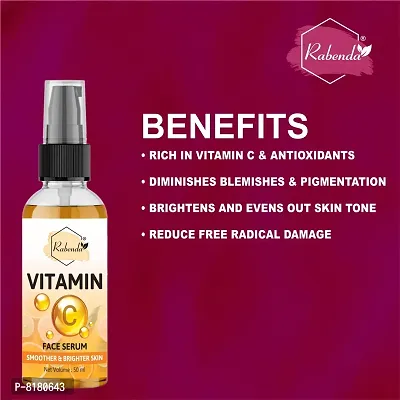 Rabenda 1% Vitamin C Face Serum With Mandarin For Glowing Skin With Pure Ethyl Ascorbic Acid For Hyperpigmentation And Dull Skin, Fragrance-Free,50 ml-thumb3