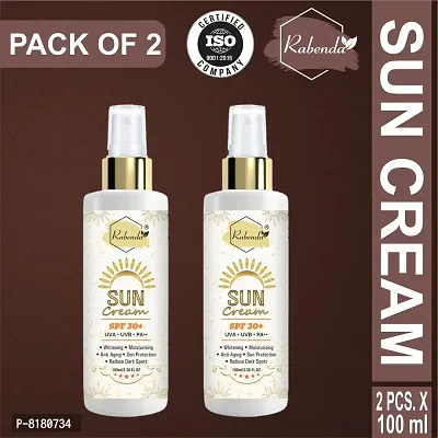 Rabenda Sunscreen Cream Spf 30+, Whitening,Moisturising,Anti Aging,Reduce Dark Spote Protetion From Uva/Uvb/Pa++, Sun Protection And De Tan- 100 ml each, Pack Of 2-thumb0