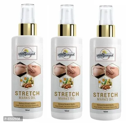 Abhigamyah Stretch Care Oil to Minimize Stretch Marks and Even Out Skin Tone - Blend of 6 Oils with Rosehip Calendula and Sea Buckthorn Oils - No Parabens, Silicones, Mineral Oil and Color - 100mL pack of 3-thumb0