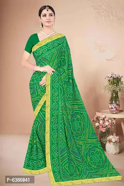 Attractive Georgette Printed Bandhani Saree with Blouse piece