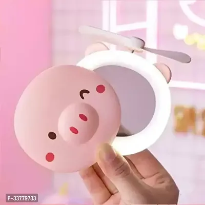 Makeup Mirrors Portable Led Cartoon Pig Fill Light Makeup Mirror Fan-thumb0