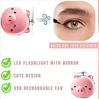 Makeup Mirrors Portable Led Cartoon Pig Fill Light Makeup Mirror Fan-thumb4