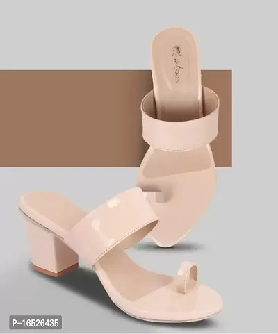 Stylish Peach Synthetic Solid Heels For Women