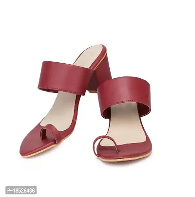 Stylish Maroon Synthetic Solid Heels For Women-thumb0