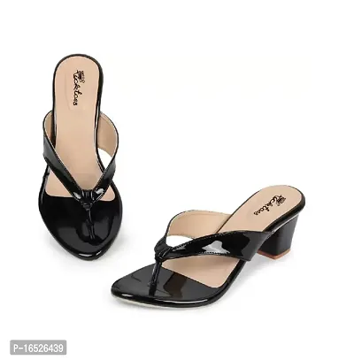 Stylish Black Synthetic Solid Heels For Women-thumb0