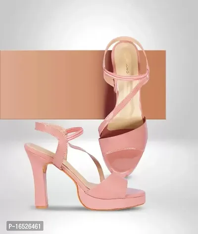Stylish Pink Synthetic Solid Heels For Women