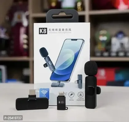 ORIGINAL ( Type C ) K8 Wireless Plug and Play Collar Mic Supported Android | K8 Wireless Mic For YouTube | K8 Wireless Microphone For YouTube | K8 Wireless mics-thumb0