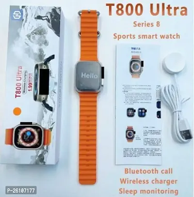 Smart Watch Men Series 8 NFC Body Temperature Monitor Bluetooth Call Calculator Wireless Smartwatch with Dual Strap Orange
