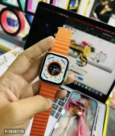 Smart Watch Men Series 8 NFC Body Temperature Monitor Bluetooth Call Calculator Wireless Smartwatch with Dual Strap Orange-thumb3