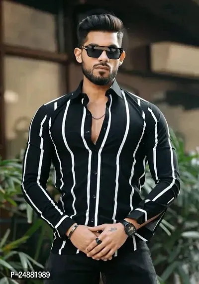 Reliable Multicoloured Cotton Striped Long Sleeves Casual Shirt For Men-thumb0
