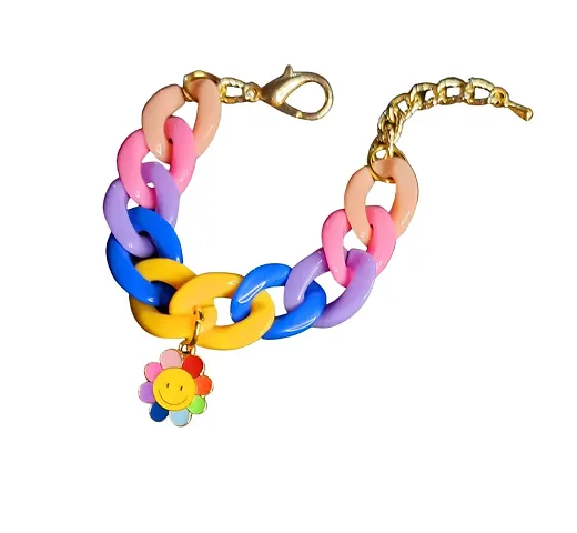 HADIE Bracelet for Girls Kids Jewellery with Flower Charm Bracelet Colourful Adjustable