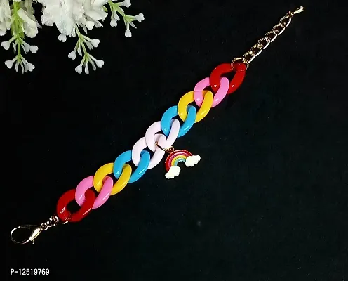 HADIE Bracelet for Girls Kids Jewellery with Rainbow Charm Bracelet Colourful Adjustable-thumb2