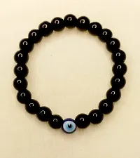 HADIE Blue Evil Eye Bracelet for Men Women Unisex Black Onyx 8mm Stretchable Beaded Amulet for Positive Energy Lucky Charm-thumb3