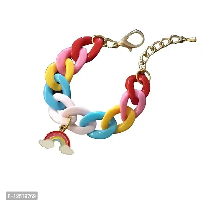 HADIE Bracelet for Girls Kids Jewellery with Rainbow Charm Bracelet Colourful Adjustable