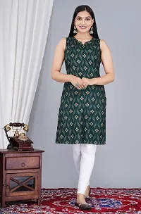 SAYANG Gold Flower Printed Rayon Straight Sleeveless Kurti for Women and Girls Perfect for a Fashionable Summer Wardrobe-thumb3