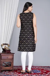 SAYANG Gold Flower Printed Rayon Straight Sleeveless Kurti for Women and Girls Perfect for a Fashionable Summer Wardrobe-thumb2