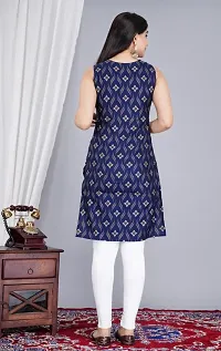 SAYANG Gold Flower Printed Rayon Straight Sleeveless Kurti for Women and Girls Perfect for a Fashionable Summer Wardrobe-thumb2