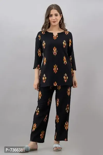 SAYANG REYON DISCHARGE PRINT NIGHT SUITS FOR WOMEN-thumb0