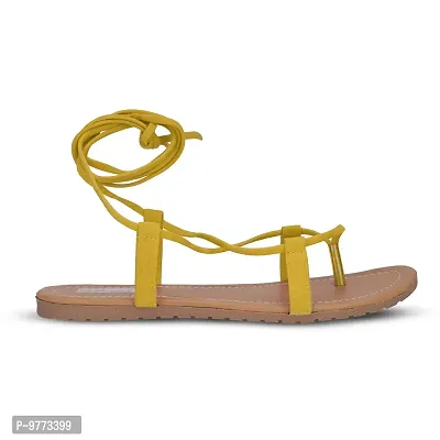 SKOLL Woman Synthetic Formal FLAT SANDALS FOR PARTIES (YELOW, numeric_5)-thumb4