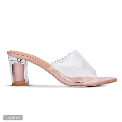 SKOLL Women Pink Transparent Block Heel Sleeper 37-thumb5