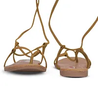 SKOLL Women's Synthetic Formal Flat Sandals for Parties (Tan, Numeric_3)-thumb1