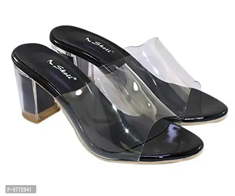 SKOLL Women Black Transparent Block Heel Sleeper 40