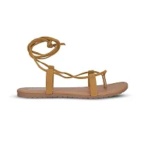 SKOLL Women's Synthetic Formal Flat Sandals for Parties (Tan, Numeric_3)-thumb3