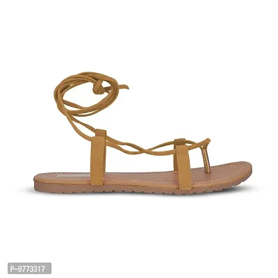 SKOLL Women's Synthetic Formal Flat Sandals for Parties (Tan, Numeric_3)-thumb4
