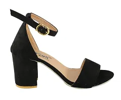 SKOLL Women Black Suede Block Heel Fashion Sandals 39-thumb2