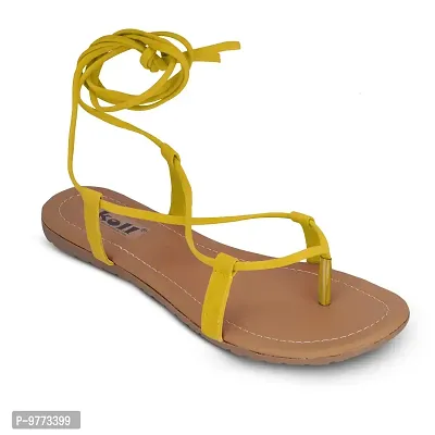 SKOLL Woman Synthetic Formal FLAT SANDALS FOR PARTIES (YELOW, numeric_5)