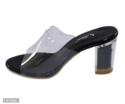 SKOLL Women Black Transparent Block Heel Sleeper 40-thumb5