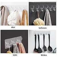 SKOLL Wall Hanger Hooks for Hanging Clothes Strong Self Adhesive Magic Sticker Home, Kitchen, Office, Bathroom, Bedroom, Door Organizers, Accessories Items Pack of 1 (6 Hooks Hanger)-thumb1