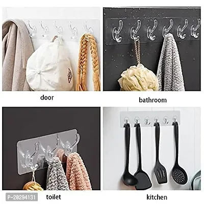 SKOLL Wall Hanger Hooks for Hanging Clothes Strong Self Adhesive Magic Sticker Home, Kitchen, Office, Bathroom, Bedroom, Door Organizers, Accessories Items Pack of 1 (6 Hooks Hanger)-thumb2