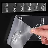 SKOLL Wall Hanger Hooks for Hanging Clothes Strong Self Adhesive Magic Sticker Home, Kitchen, Office, Bathroom, Bedroom, Door Organizers, Accessories Items Pack of 1 (6 Hooks Hanger)-thumb2