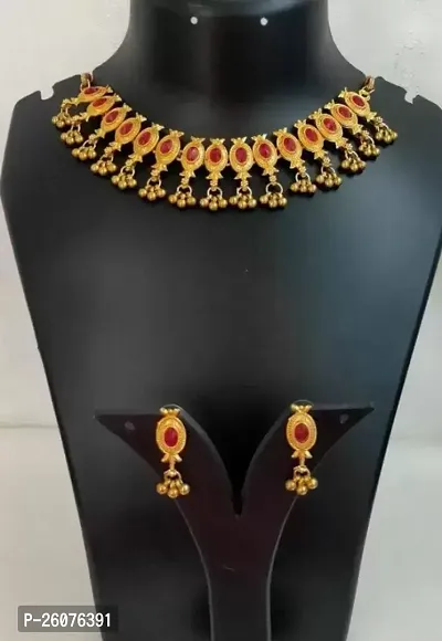 Stylish Golden Copper Crystal Jewellery Set For Women