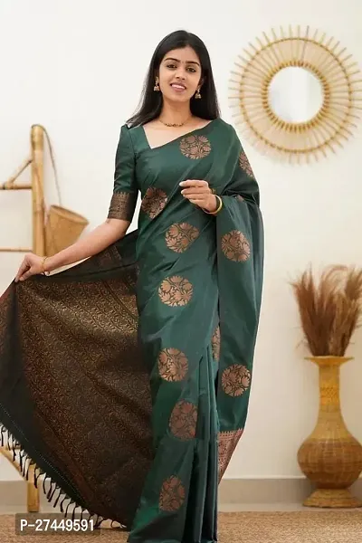 Designer Green Art Silk Saree With Blouse Piece For Women-thumb0