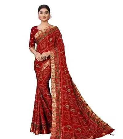 Glamorous Silk Blend Saree with Blouse piece 