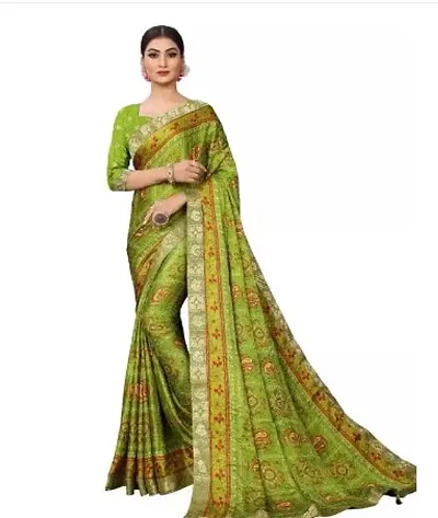 Glamorous Silk Blend Saree with Blouse piece 