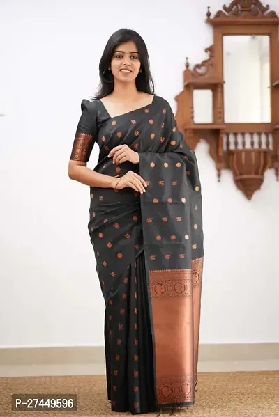 Designer Grey Art Silk Saree With Blouse Piece For Women-thumb0