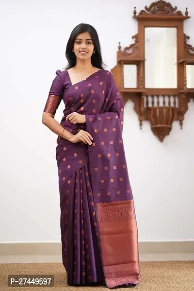 Designer Purple Art Silk Saree With Blouse Piece For Women