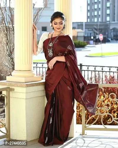 Designer Maroon Art Silk Saree With Blouse Piece For Women