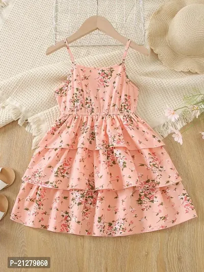 Girls Peach Color Sleeveless Dress NEW
